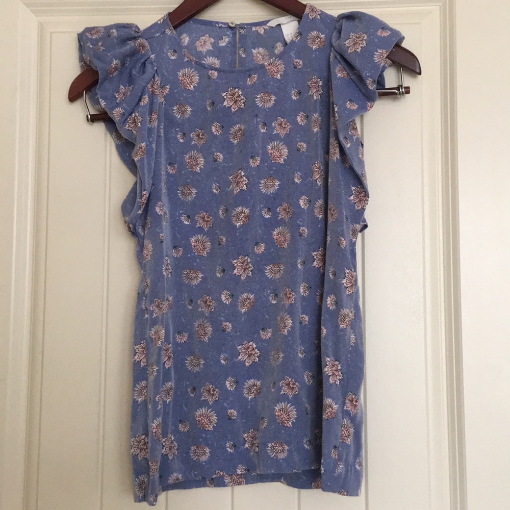 Floral Design Flutter Sleeve H & M Top